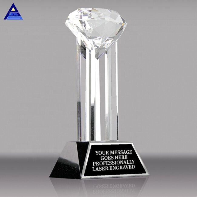 Bulk Price China Factory Supply Crystal Glass Black Diamond Trophy