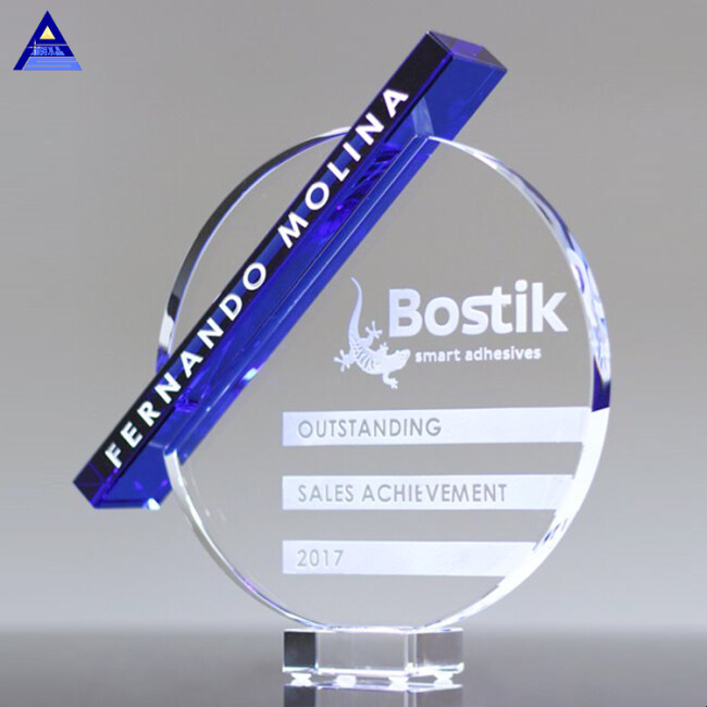Factory Supply Different Types Blue Crystal Dynamix Award Trophy Home Decoration Crystal For Wholesale