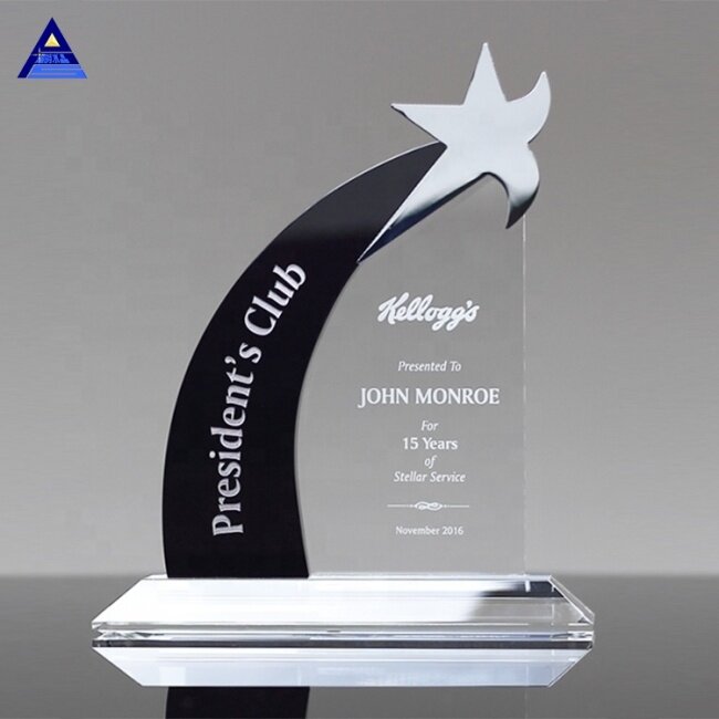 Standing Star Crystal Trophy, Dynamic Crystal Star Award For Souvenir Gifts