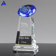 Comercio al por mayor decoración de bodas personalizada Blue Diamond Award Crystal