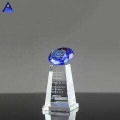 Comercio al por mayor decoración de bodas personalizada Blue Diamond Award Crystal
