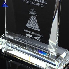 Trofeo de premio personalizado de cristal con forma de arco con imagen de globo
