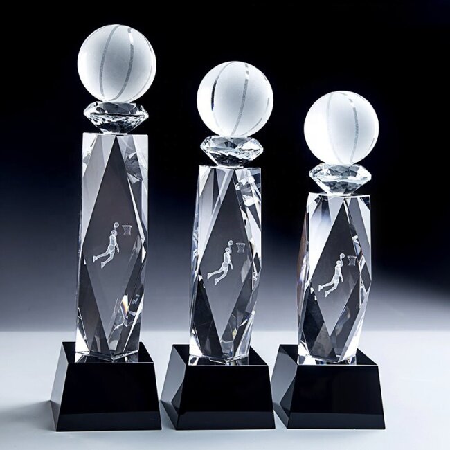 FS New Clear Business Wedding Gift Basketball Sport Awards Customize Crystal Sports Trophy