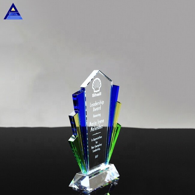 High Quality Custom Art Deco Crystal Glass Trophy For Business Awards