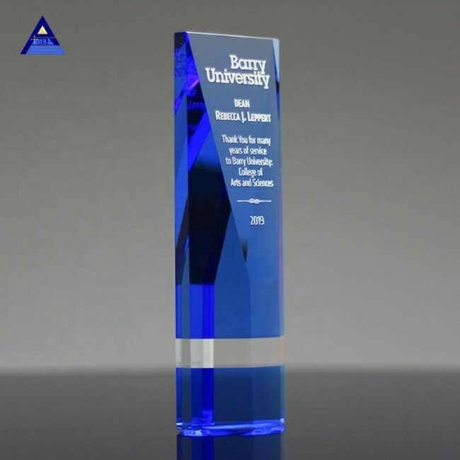 Personalized K9 Quality Obelisk Crystal Trophy Corporate Awards