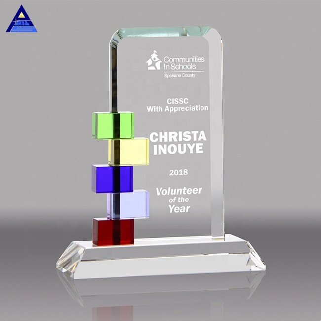 Unique Customized Crystal Plaque And Crystal Glass Award Plaque Gift Set For Awards