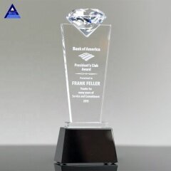 Trofeo de cristal de tema personalizado con forma de diamante de cristal de alta calidad a la venta