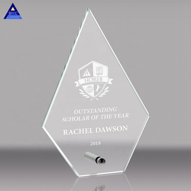 Wholesale Blank Diamond Cut Summit Crystal Glass Award For Personalized Logo Design