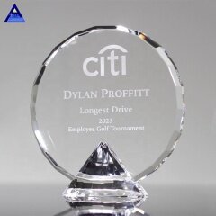 Trofeo de premio de diamante de cristal transparente grabado personalizado de moda caliente