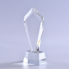 Popular Crystal Anniversary Souvenirs Pentágono en forma de trofeo de cristal Premios Placa de cristal con base