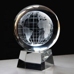 3D лунный хрустальный шар пресс-папье с лазерной гравировкой стеклянный шар дисплей глобус шар для медитации домашний декор с хрустальной подставкой