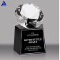 Pujiang Custom Engraved K9 Glass Crystal Crafts Diamond Award Trophy With Black Base
