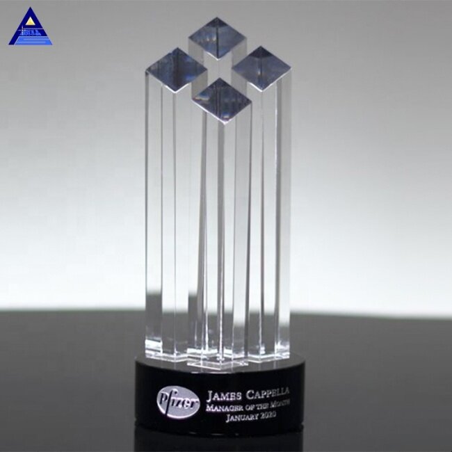 2019 Popular Black Base Towers Crystal Diamond Award for Name Engraving
