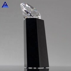 Trofeo de diamante de cristal presidencial barato de alta calidad con base negra