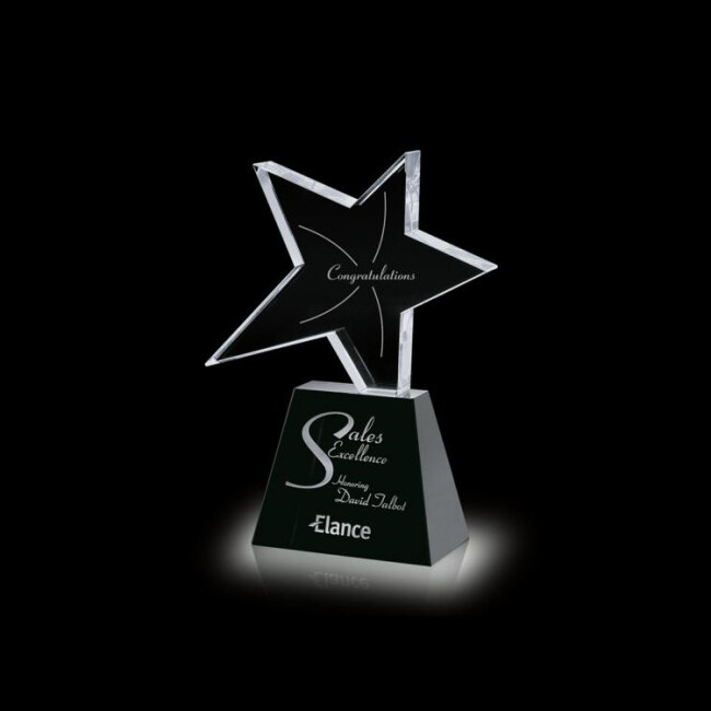 Five Star design crystal Trophy Crystal Stereo Pentagram Trophy for company annual awarding