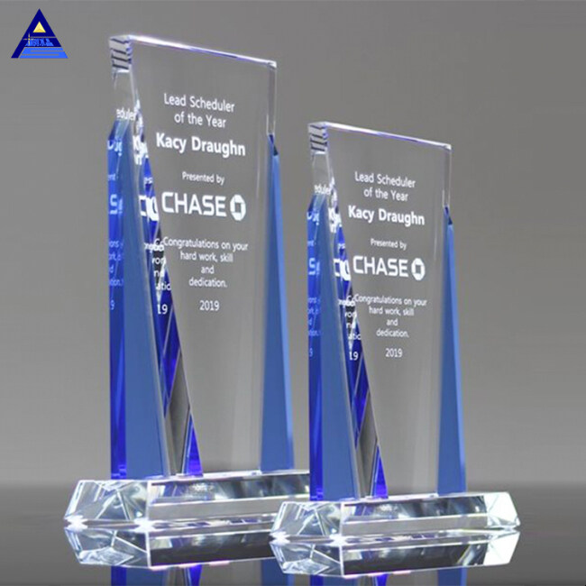New Design Color Cheap Glass Trophy Award For 15Th Wedding Anniversary Gifts