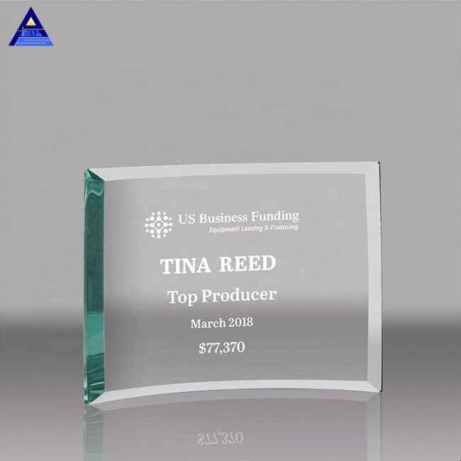 Blank Glass Beveled Back Award Euro Crystal Appreciation Plaque For Engraving Business Gifts
