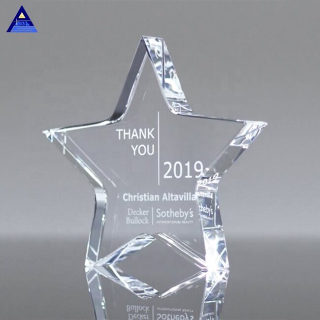 K9 High Quality Custom Cheap Clear Star Trophy Crystal Glass Paperweight