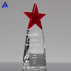 New Fashion Best Quality Red Star Crystal Trophy Plaque Engraving