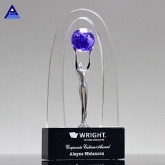 Venta caliente Diseño Alegoría Mundo Globo Cristal Trofeo Premio