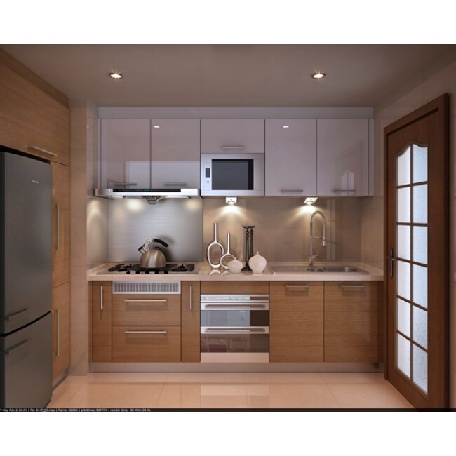 Combination Color Design Modern Apartment Lacquer Kitchen Cabinet