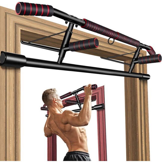 CNcompany Home Pull-up Bar adjustable stainless steel fitness equipment gym workout pole widened base,Horizontal bars